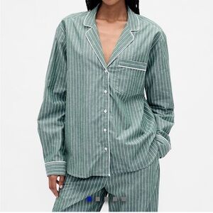 GAP BODY Striped Green Pajama Set - Classic Sleep Shirt & Pants - XL